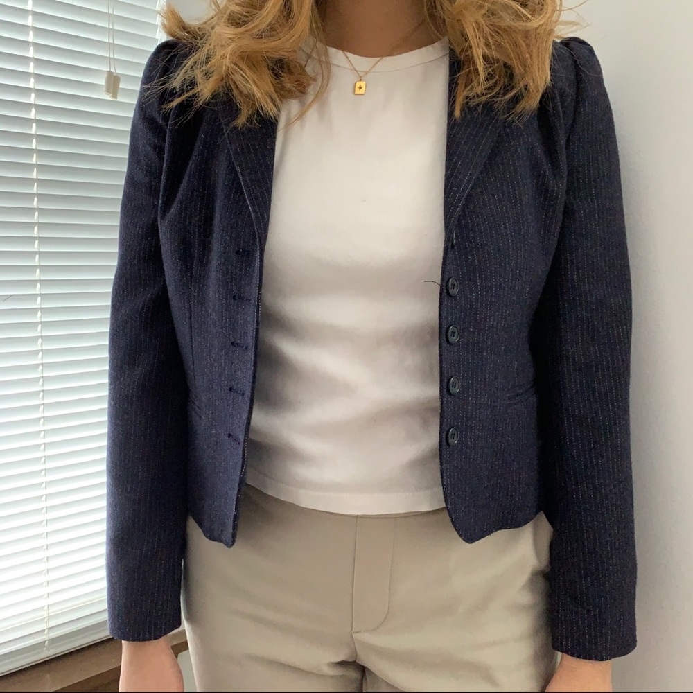 Navy Stripe Patterned Blazer